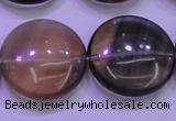 CFL1338 15.5 inches 25mm flat round purple fluorite gemstone beads
