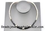 CFN124 potato white freshwater pearl & black labradorite necklace, 16 - 24 inches CFN124 potato white freshwater pearl & black labradorite necklace, 16 - 24 inches