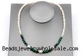 CFN131 potato white freshwater pearl & green tiger eye necklace, 16 - 24 inches CFN131 potato white freshwater pearl & green tiger eye necklace, 16 - 24 inches