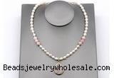 CFN162 baroque white freshwater pearl & pink opal necklace with pendant CFN162 baroque white freshwater pearl & pink opal necklace with pendant