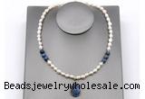 CFN165 baroque white freshwater pearl & dumortierite necklace with pendant CFN165 baroque white freshwater pearl & dumortierite necklace with pendant