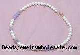 CFN501 Potato white freshwater pearl & lavender amethyst necklace, 16 - 24 inches CFN501 Potato white freshwater pearl & lavender amethyst necklace, 16 - 24 inches