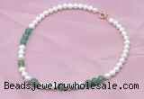 CFN504 Potato white freshwater pearl & green aventurine necklace, 16 - 24 inches CFN504 Potato white freshwater pearl & green aventurine necklace, 16 - 24 inches