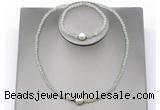 CFN607 4mm faceted round prehnite & potato white freshwater pearl jewelry set CFN607 4mm faceted round prehnite & potato white freshwater pearl jewelry set