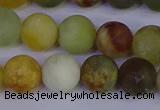 CFW204 15.5 inches 12mm round matte flower jade beads wholesale