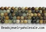 CFW220 15.5 inches 10mm faceted round flower jade beads