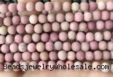 CFW36 15.5 inches 6mm round matte pink wooden jasper beads