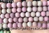 CFW39 15.5 inches 12mm round matte pink wooden jasper beads