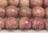 CFW60 15 inches 6mm faceted round pink wooden jasper beads