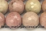 CFW62 15 inches 10mm faceted round pink wooden jasper beads