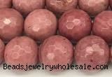 CFW66 15 inches 8mm faceted round pink wooden jasper beads