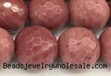 CFW68 15 inches 12mm faceted round pink wooden jasper beads