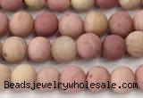 CFW70 15 inches 4mm round matte pink wooden jasper beads