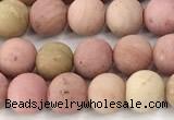 CFW71 15 inches 6mm round matte pink wooden jasper beads