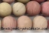 CFW72 15 inches 8mm round matte pink wooden jasper beads