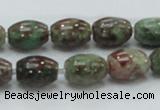 CGA53 15.5 inches 10*14mm drum red green garnet gemstone beads