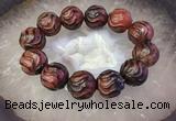 CGB3007 7.5 inches 16mm carved round agate bracelet wholesale