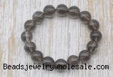 CGB5303 10mm, 12mm round smoky quartz beads stretchy bracelets