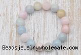 CGB5314 10mm, 12mm round morganite beads stretchy bracelets