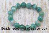 CGB5338 10mm, 12mm round green banded agate beads stretchy bracelets