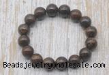 CGB5389 10mm, 12mm round bronzite beads stretchy bracelets