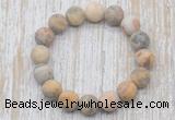 CGB5504 10mm, 12mm round matte yellow crazy lace agate beads stretchy bracelets