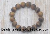 CGB5508 10mm, 12mm round matte yellow tiger eye beads stretchy bracelets