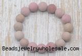 CGB5510 10mm, 12mm round matte pink wooden jasper beads stretchy bracelets