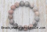 CGB5514 10mm, 12mm round matte pink zebra jasper beads stretchy bracelets
