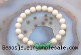 CGB6471 8mm round matte white fossil jasper & green agate beaded bracelets