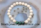 CGB6476 8mm round matte white fossil jasper & green tiger eye beaded bracelets