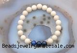 CGB6477 8mm round matte white fossil jasper & blue tiger eye beaded bracelets