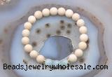 CGB6481 8mm round matte white fossil jasper & aquamarine beaded bracelets