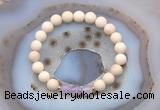 CGB6482 8mm round matte white fossil jasper & lavender amethyst beaded bracelets