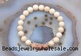 CGB6484 8mm round matte white fossil jasper & moonstone beaded bracelets