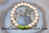CGB6488 8mm round matte white fossil jasper & green sea sediment jasper beaded bracelets