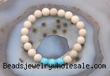 CGB6491 8mm round matte white fossil jasper & blue howlite beaded bracelets