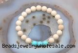 CGB6492 8mm round matte white fossil jasper & blue howlite beaded bracelets