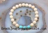 CGB6493 8mm round matte white fossil jasper & blue howlite beaded bracelets