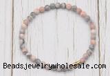 CGB7269 4mm tiny pink zebra jasper beaded meditation yoga bracelets