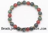 CGB8122 8mm ruby zoisite, red agate & hematite power beads bracelet