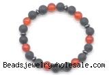 CGB8148 8mm matte black agate, red agate & hematite power beads bracelet