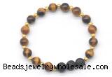 CGB8165 8mm yellow tiger eye & black lava beaded stretchy bracelets