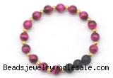 CGB8167 8mm red tiger eye & black lava beaded stretchy bracelets