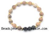 CGB8193 8mm matte picture jasper & black lava beaded stretchy bracelets