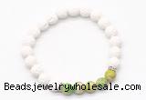 CGB8274 8mm white lava & green sea sediment jasper beaded mala stretchy bracelets