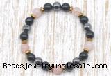CGB8405 8mm pink quartz, black onyx & hematite energy bracelet