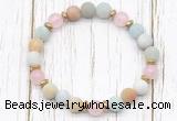 CGB8420 8mm matte amazonite, rose quartz & hematite power beads bracelet