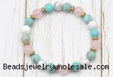 CGB8439 8mm sea sediment jasper, white howlite, rose quartz & hematite power beads bracelet