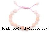 CGB8655 8mm,10mm round pink aventurine adjustable macrame bracelets